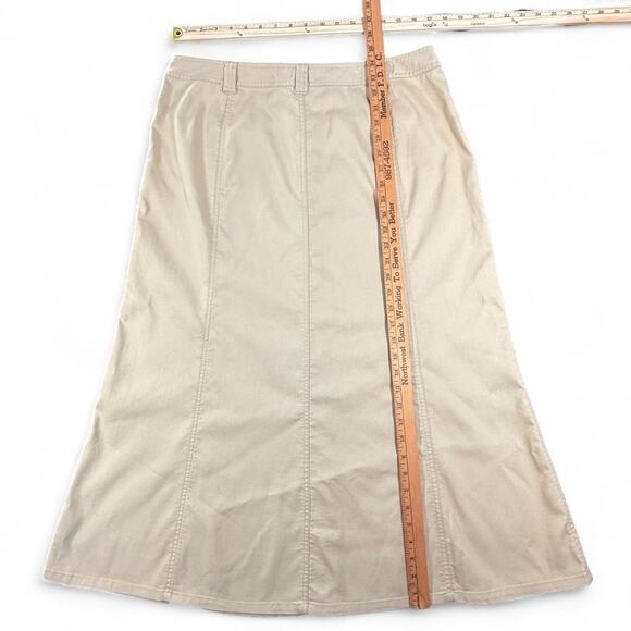 Talbots Cargo Midi Skirt Womens 14 Button Front Khaki Safari Utility A-line y2k - Picture 5 of 7